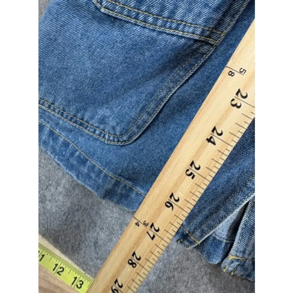 VTG Baccini Denim Jacket Womens Medium Leopard Collar Belted Chore Barn 90s Y2K - Picture 7 of 7